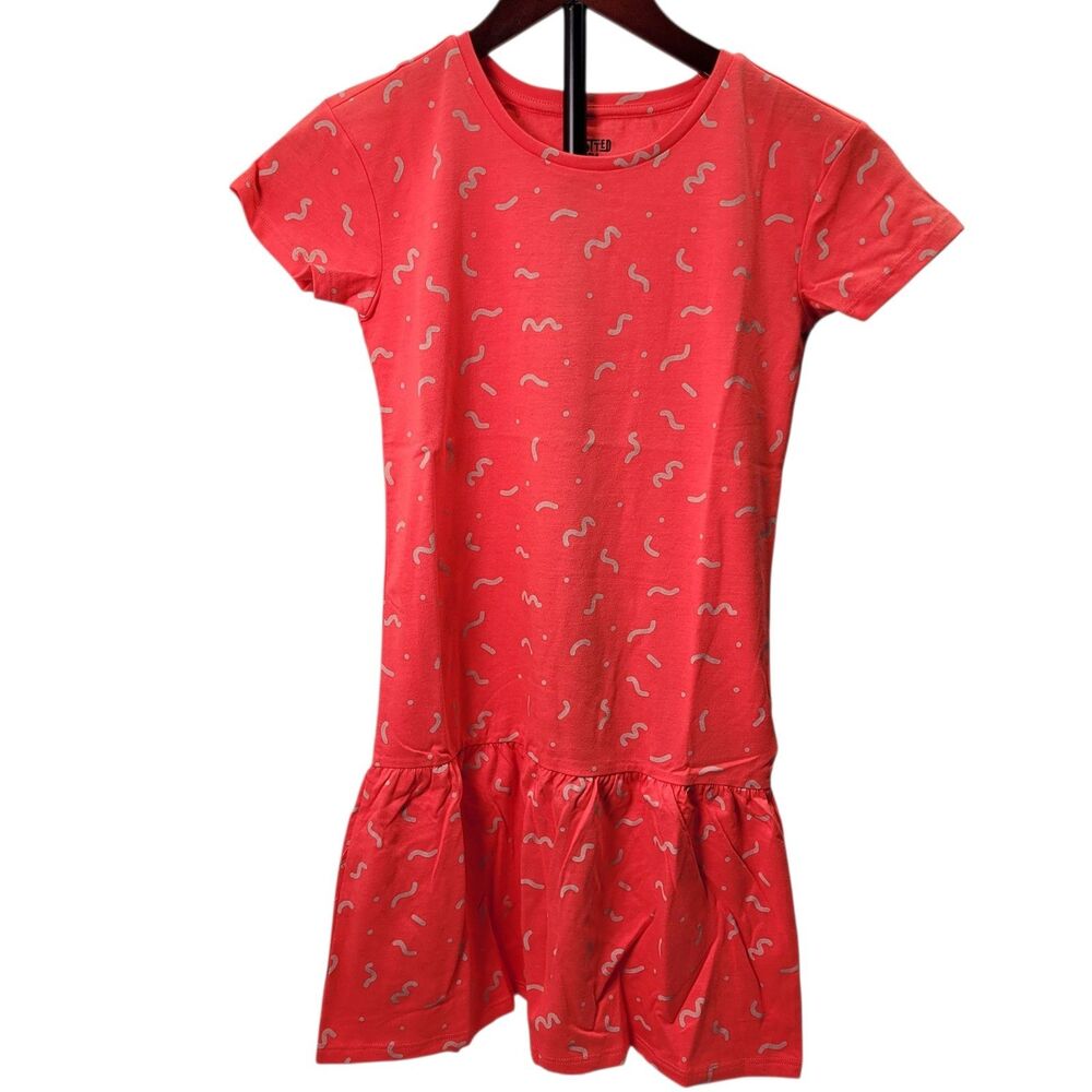 Spotted Zebra Girl Coral Short Sleeve Dress with Pattern Size Medium(8)